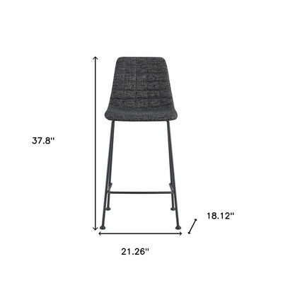 Set of Two 26" Black Fabric and Steel Low Back Counter Height Bar Chairs