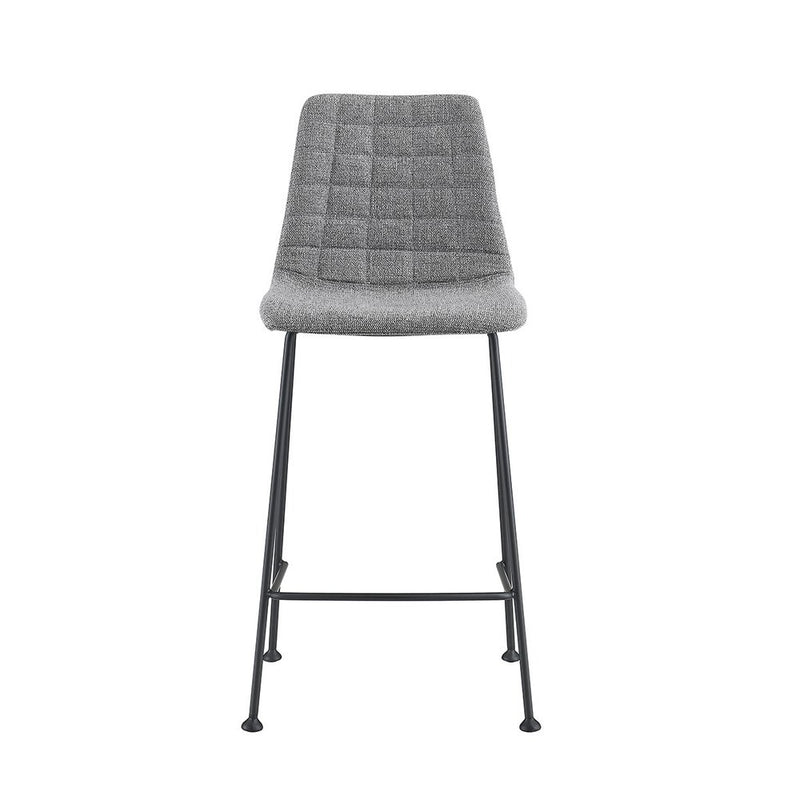 Set of Two 26" Light Gray and Black Fabric and Steel Low Back Counter Height Bar Chairs