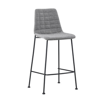 Set of Two 26" Light Gray and Black Fabric and Steel Low Back Counter Height Bar Chairs