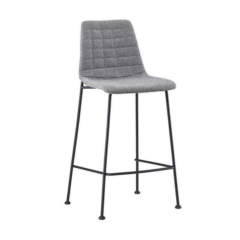 Set of Two 26" Light Gray and Black Fabric and Steel Low Back Counter Height Bar Chairs