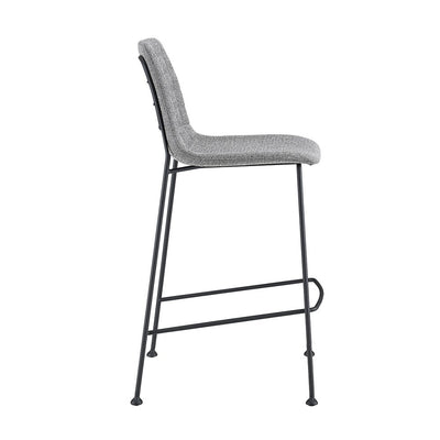 Set of Two 26" Light Gray and Black Fabric and Steel Low Back Counter Height Bar Chairs
