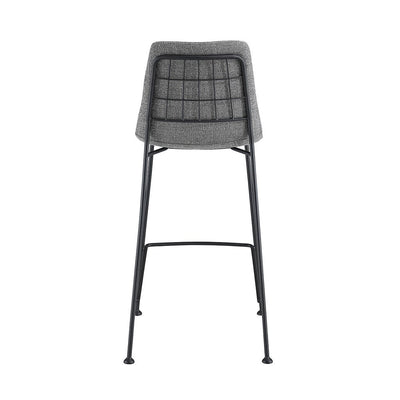Set of Two 26" Light Gray and Black Fabric and Steel Low Back Counter Height Bar Chairs