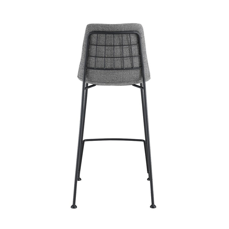Set of Two 26" Light Gray and Black Fabric and Steel Low Back Counter Height Bar Chairs