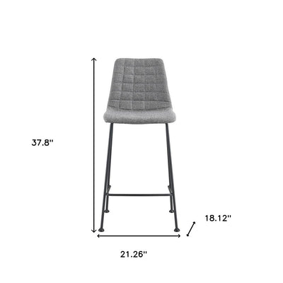 Set of Two 26" Light Gray and Black Fabric and Steel Low Back Counter Height Bar Chairs