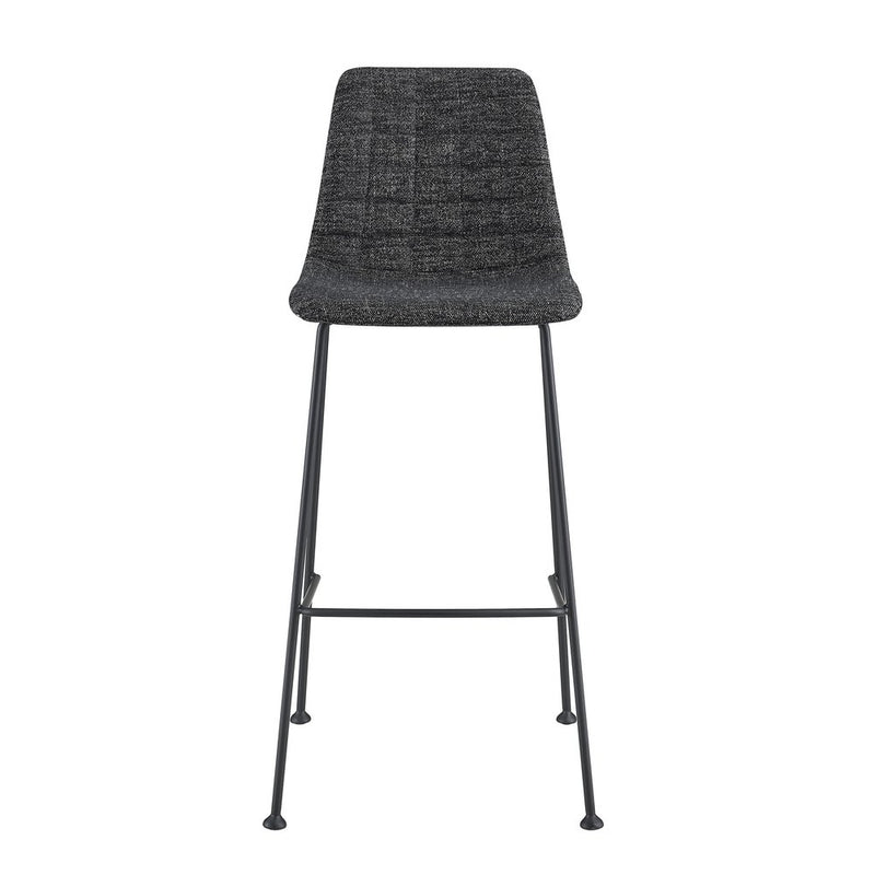 Set of Two 30" Black Fabric and Steel Low Back Bar Height Bar Chairs