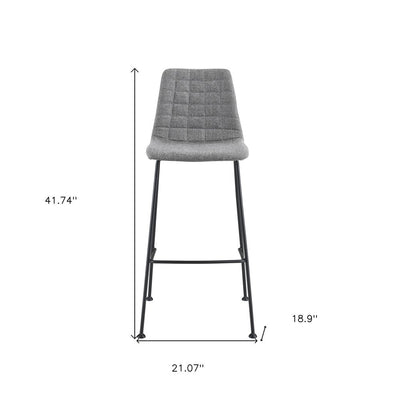 Set of Two 30" Light Gray and Black Fabric and Steel Low Back Bar Height Bar Chairs