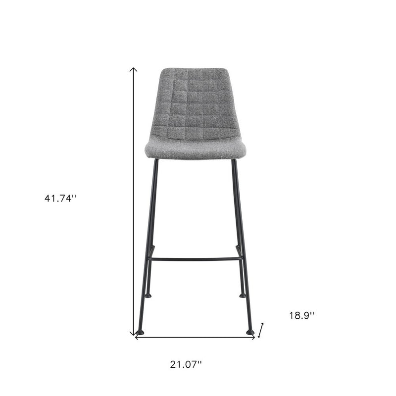 Set of Two 30" Light Gray and Black Fabric and Steel Low Back Bar Height Bar Chairs
