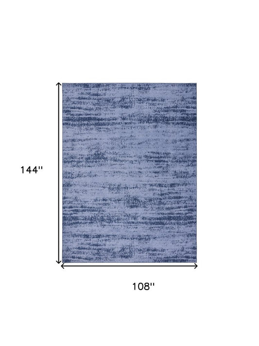 9' X 12' Denim Blue And Navy Blue Abstract Indoor Outdoor Area Rug