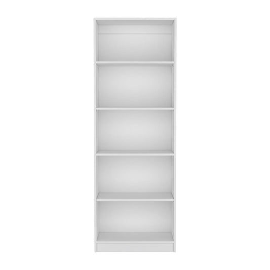 71" White Wood Five Tier Bookcase