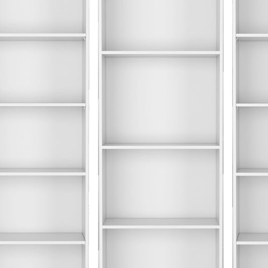 Set of Four White Wood Seventeen Tier Modular Bookcase with Two Doors