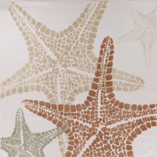 9' X 12' Ivory Blue Yellow Orange And Green Starfish Indoor Outdoor Area Rug