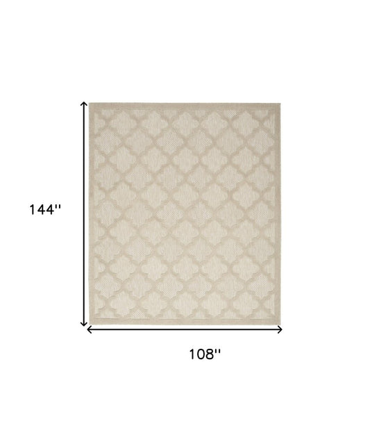 9' X 12' Cream And Beige Trellis Indoor Outdoor Area Rug