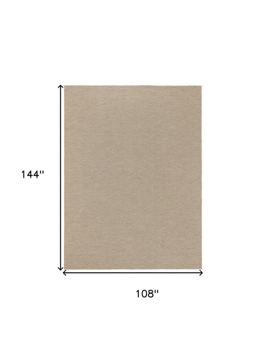 9' X 12' Natural And Light Brown Geometric Indoor Outdoor Area Rug