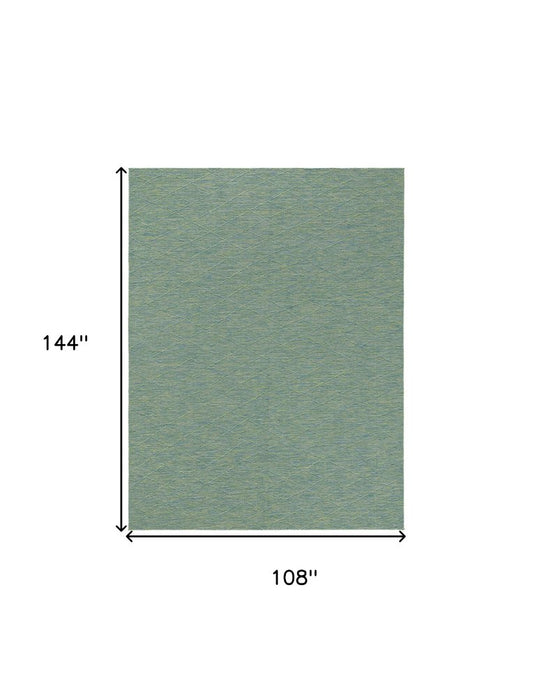 9' X 12' Blue And Green Geometric Indoor Outdoor Area Rug