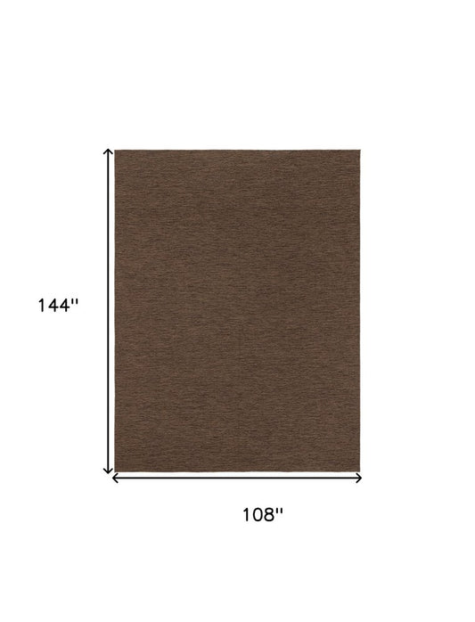 9' X 12' Dark Brown And Brown Geometric Indoor Outdoor Area Rug