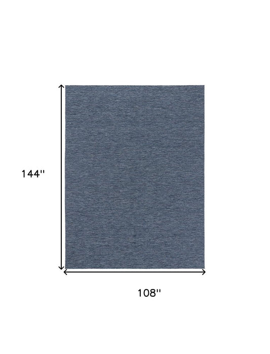 9' X 12' Navy Blue And Ivory Geometric Indoor Outdoor Area Rug