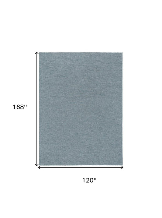 10' X 14' Aqua And Ivory Geometric Indoor Outdoor Area Rug