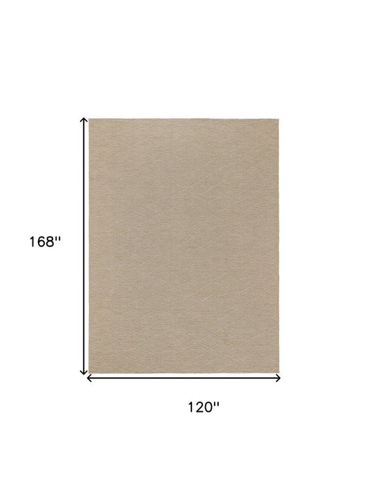 10' X 14' Natural And Light Brown Geometric Indoor Outdoor Area Rug