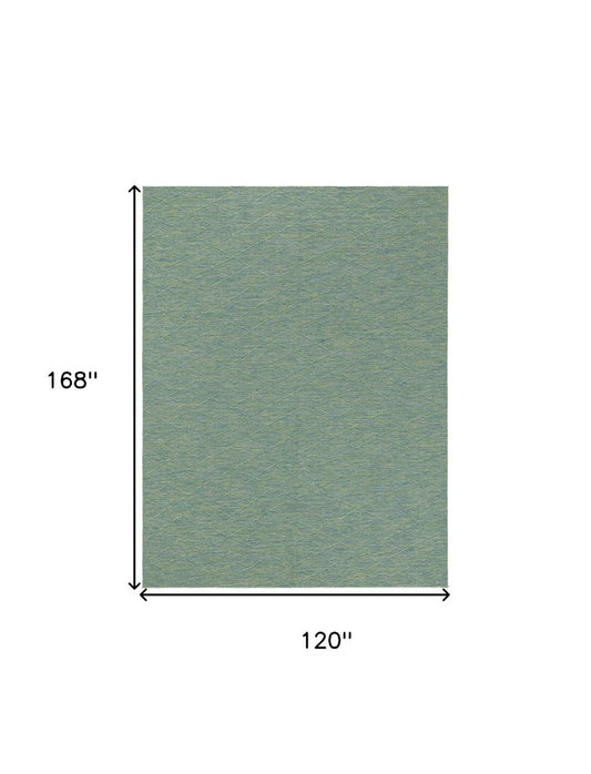 10' X 14' Blue And Green Geometric Indoor Outdoor Area Rug