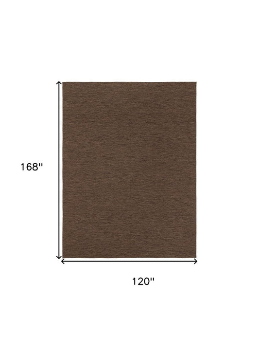 10' X 14' Dark Brown And Brown Geometric Indoor Outdoor Area Rug