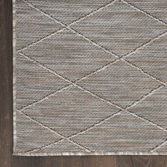 10' X 14' Gray And Light Gray Geometric Indoor Outdoor Area Rug