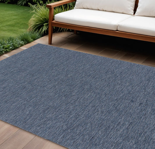 10' X 14' Navy Blue And Ivory Geometric Indoor Outdoor Area Rug