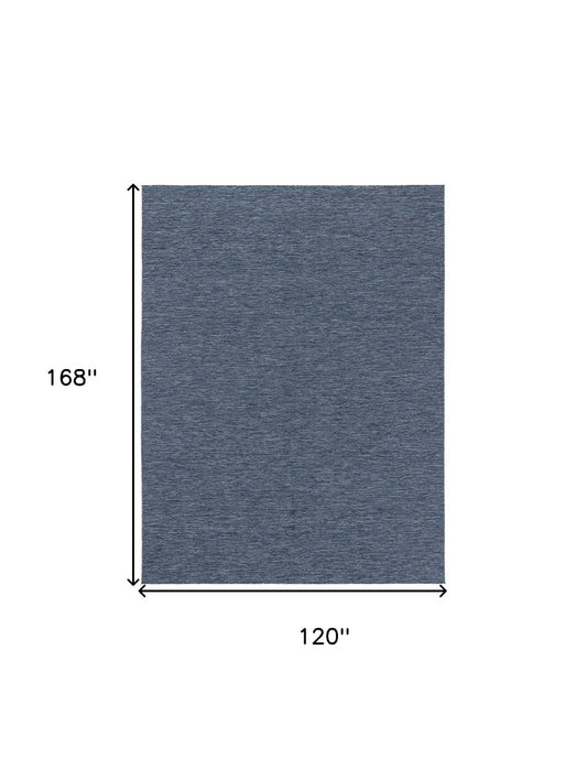 10' X 14' Navy Blue And Ivory Geometric Indoor Outdoor Area Rug