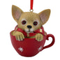 4" Brown And Red Resin Dog Christmas Santa Figurine