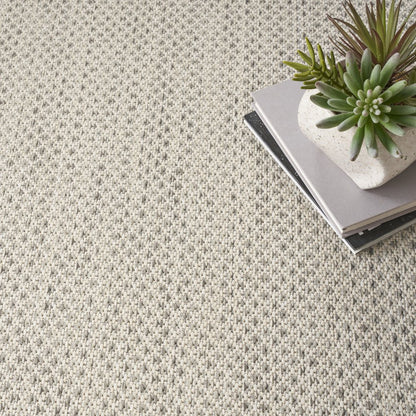 10' Ivory And Silver Square Geometric Indoor Outdoor Area Rug