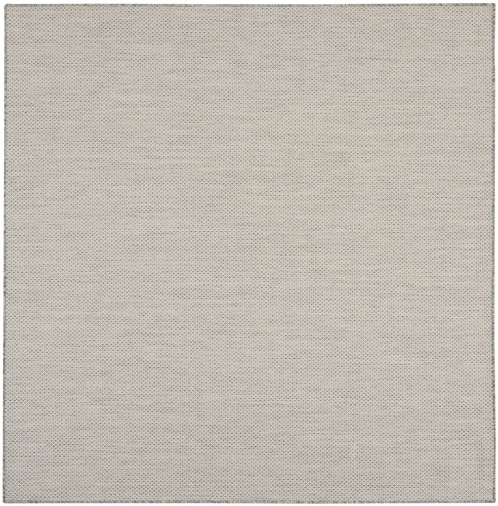 10' Ivory And Silver Square Geometric Indoor Outdoor Area Rug