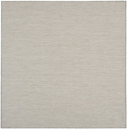 10' Ivory And Silver Square Geometric Indoor Outdoor Area Rug