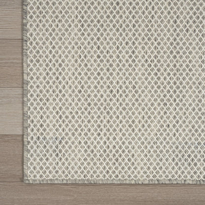 10' Ivory And Silver Square Geometric Indoor Outdoor Area Rug