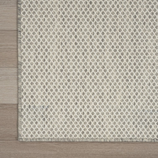10' Ivory And Silver Square Geometric Indoor Outdoor Area Rug
