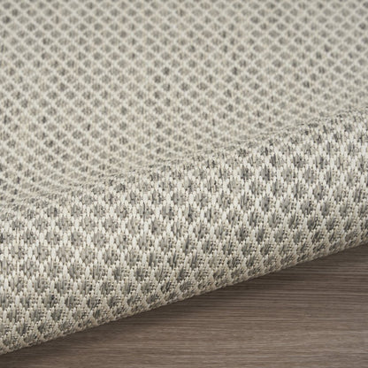 10' Ivory And Silver Square Geometric Indoor Outdoor Area Rug