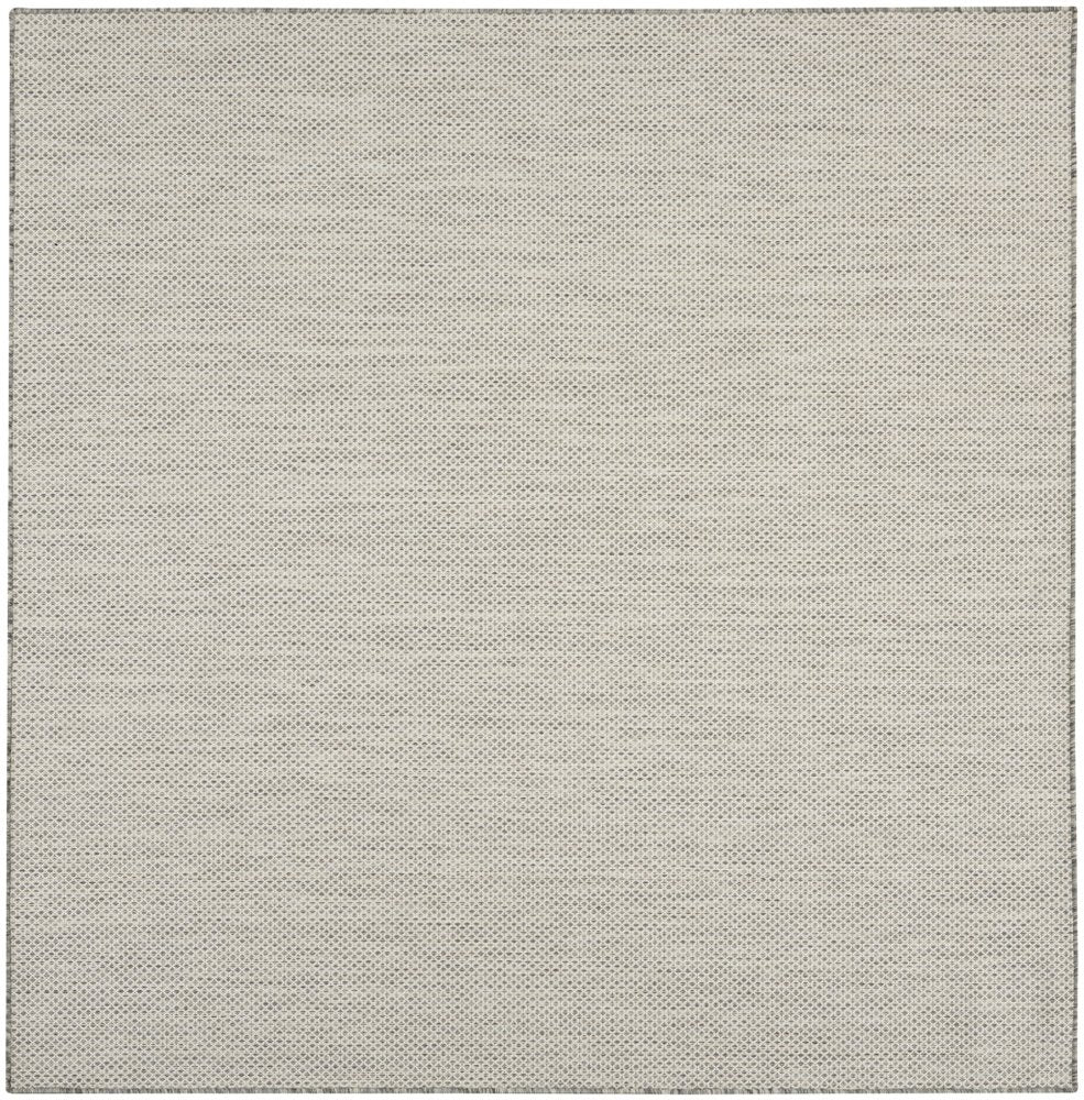 10' Ivory And Silver Square Geometric Indoor Outdoor Area Rug