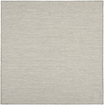 10' Ivory And Silver Square Geometric Indoor Outdoor Area Rug