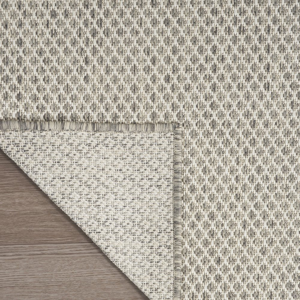 10' Ivory And Silver Square Geometric Indoor Outdoor Area Rug