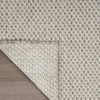 10' Ivory And Silver Square Geometric Indoor Outdoor Area Rug