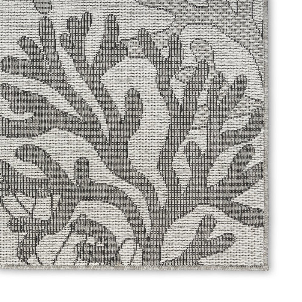 5' X 7' Gray Black And Ivory Nautical Indoor Outdoor Area Rug