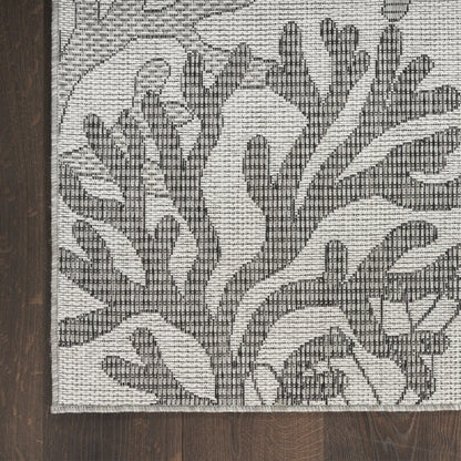5' X 7' Gray Black And Ivory Nautical Indoor Outdoor Area Rug