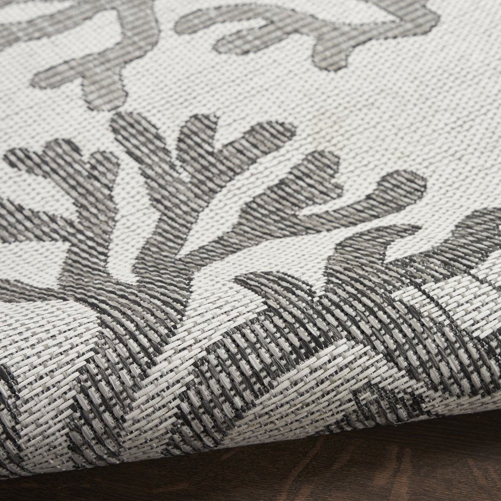 5' X 7' Gray Black And Ivory Nautical Indoor Outdoor Area Rug