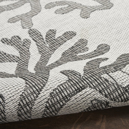 5' X 7' Gray Black And Ivory Nautical Indoor Outdoor Area Rug