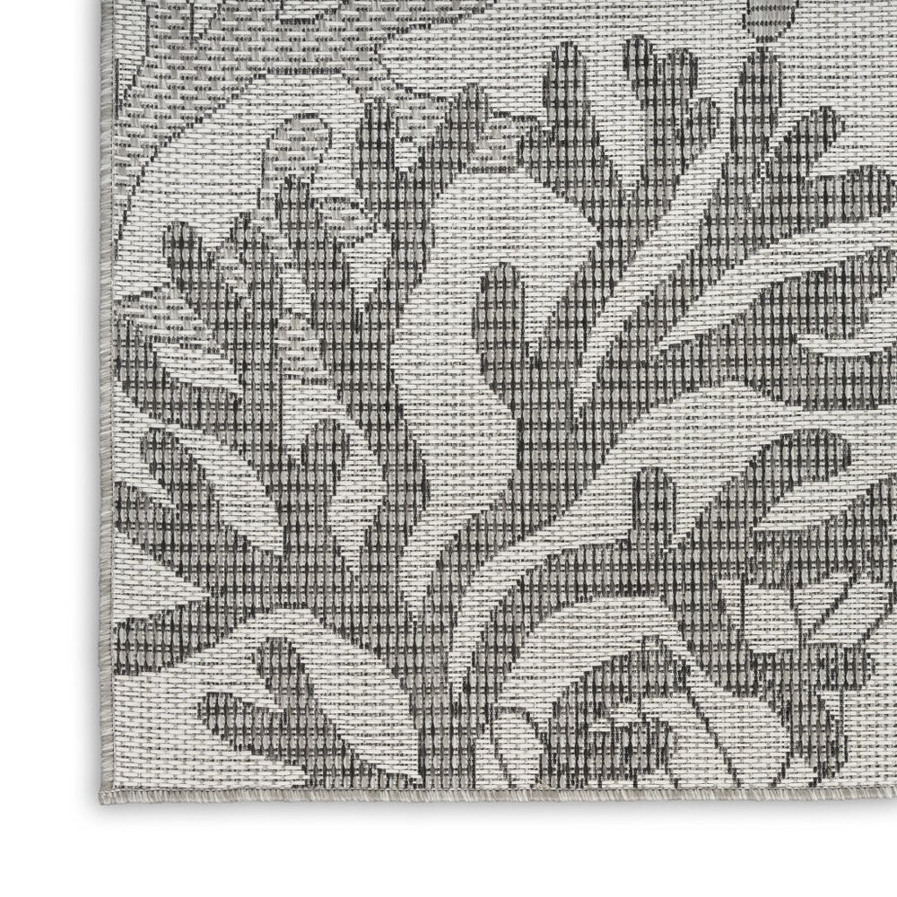 5' X 7' Gray Black And Ivory Nautical Indoor Outdoor Area Rug
