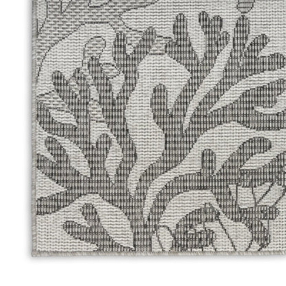 5' X 7' Gray Black And Ivory Nautical Indoor Outdoor Area Rug