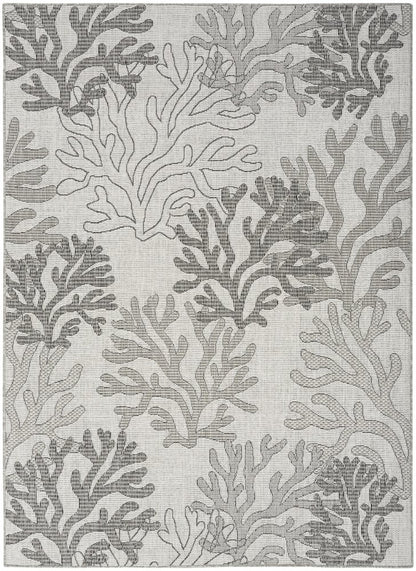 5' X 7' Gray Black And Ivory Nautical Indoor Outdoor Area Rug