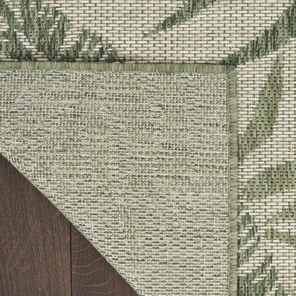 4' X 6' Ivory And Green Palm Leaf Indoor Outdoor Area Rug