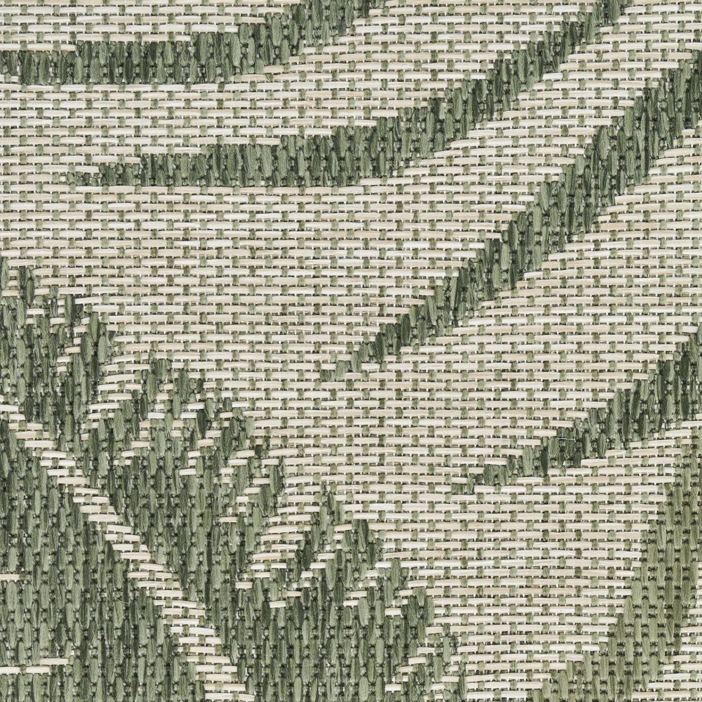 4' X 6' Ivory And Green Palm Leaf Indoor Outdoor Area Rug