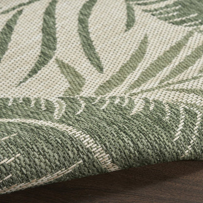 4' X 6' Ivory And Green Palm Leaf Indoor Outdoor Area Rug