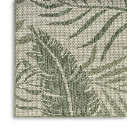 4' X 6' Ivory And Green Palm Leaf Indoor Outdoor Area Rug