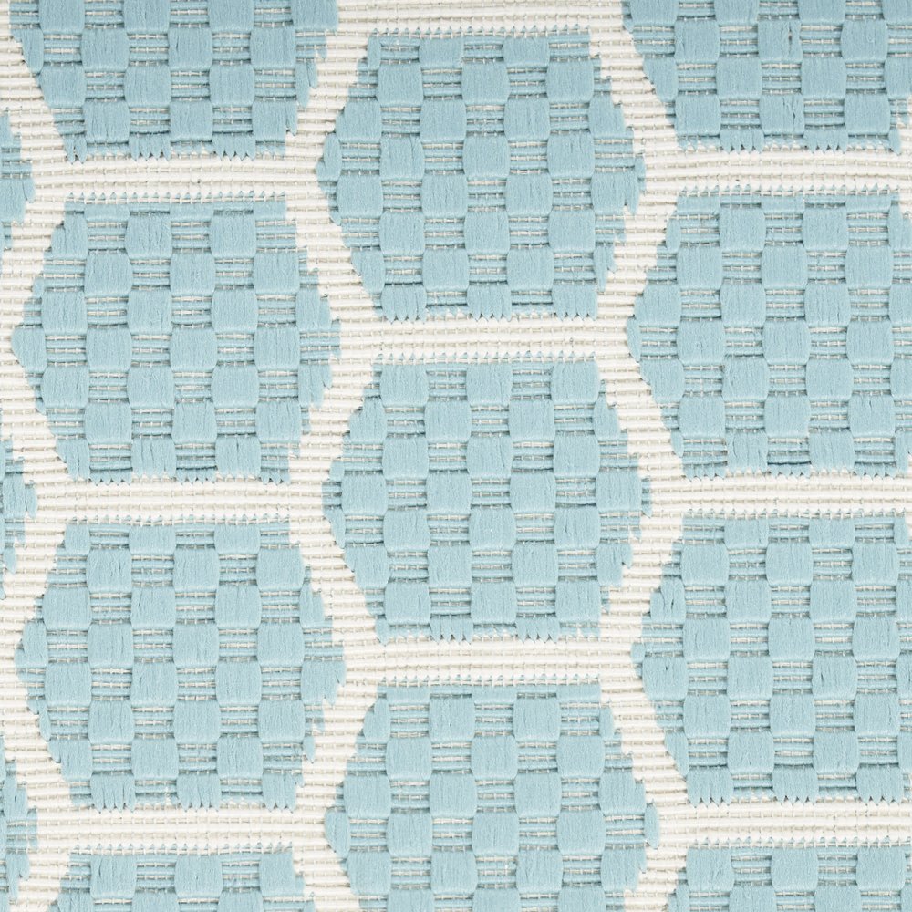 4' X 6' Aqua And Ivory Geometric Indoor Outdoor Area Rug
